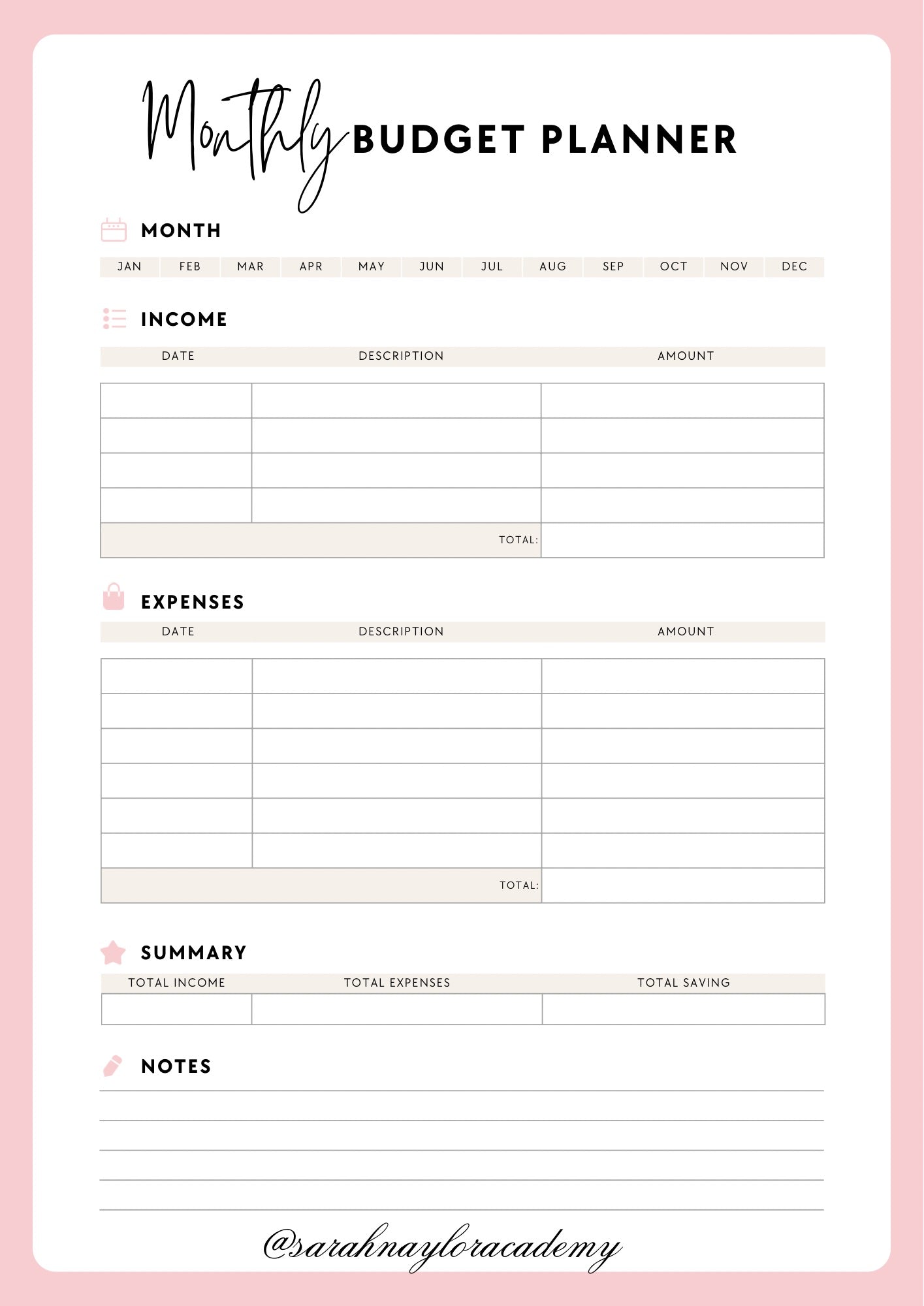 Beauty Business Daily Planner and Tracker